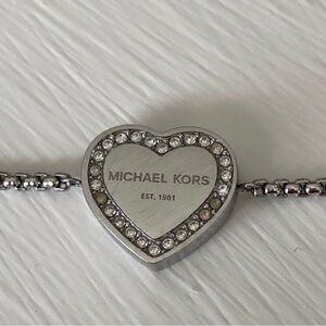 Michael  Kors Pace Silvertone heart Slider  Bracelet with Dustbag